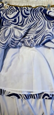 Jupe Longue Femme CAbi Taille 12 - Style Ligne A (A-Line) - Imprimé Tourbillon Bleu Et Blanc Art Déco