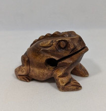 Wood Frog Instrument Hand Carved Toad Musical Sculpture Figure Thailand