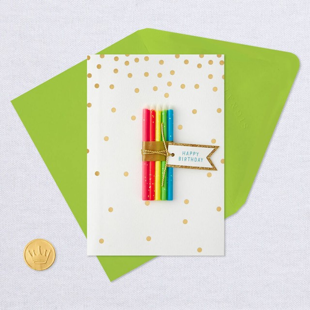 Hallmark Signature Birthday Card Glittery Candles (REAL) eBay