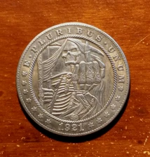 Demon Middle Finger Occult  Skeleton Coin  Dollar Token   Devil Witchcraft