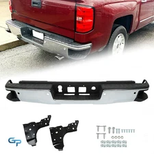 Chrome Rear Step Bumper w/ Sensor Holes For Chevy Silverado/Sierra 1500 2014-18