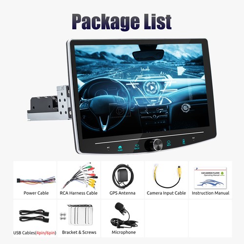 4+64G Android 14 Carplay 1 DIN Car Stereo GPS WiFi BT RDS 360° Rotatable Screen - Picture 16 of 16