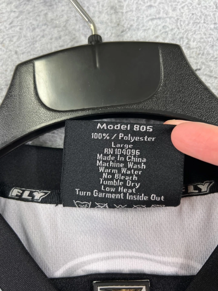 Fly Racing MX Jersey Mens Large Black White Long Sleeve 805 100% Polyester - Image 4 of 4