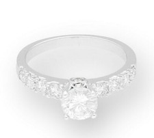 18Ct White Gold Brilliant Cut 1.20ct Diamond Solitaire w/ Accents Ring (Size K)