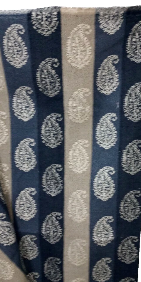 Tela de Tapicería 2 Yardas X 56" Pesada Azul Crema Negro Beige Estampado Cachemira Sin Cortar Foto 4 de 4
