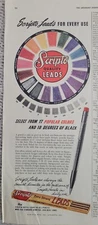 1942 Scripto extra strong leads mechanical pencil color wheel vintage ad
