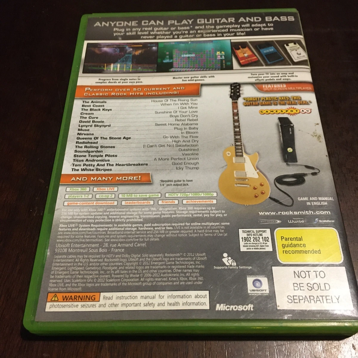 Rocksmith Authentic Guitar Games XBOX 360 PAL VERY GOOD FREE POST.