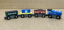 RARE Toys R Us Wooden Blue Steam Locomotive Cargo Cars Train for Thomas Wood