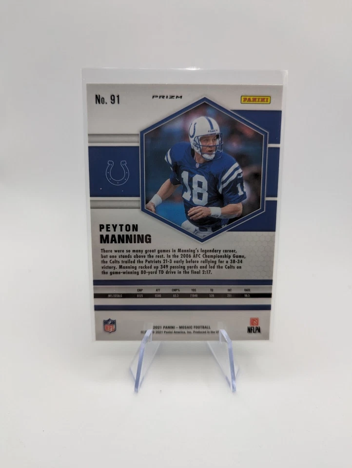 2021 Panini Mosaic PEYTON MANNING #91 Reactive Blue Prizm Colts - Image 2 of 2