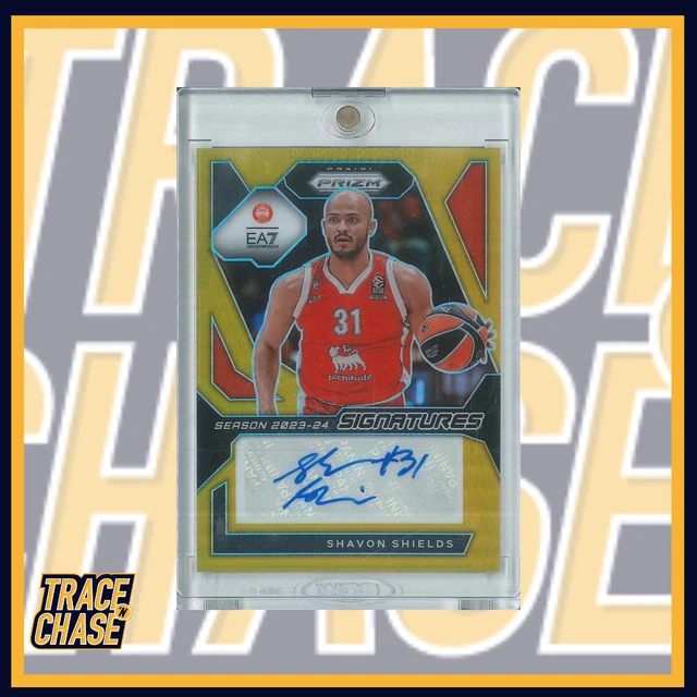 2023-24 Panini Prizm Euroleague Basketball Shavon Shields Signatures Gold 04/10