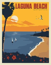 Laguna Beach California Vintage Travel Poster