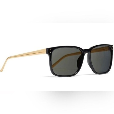 rtr Linda FarrowBlack Gold Sunglasses colorblock square fit unisex Alona Sunglasses in Black Frame by LINDA FARROW main image 3