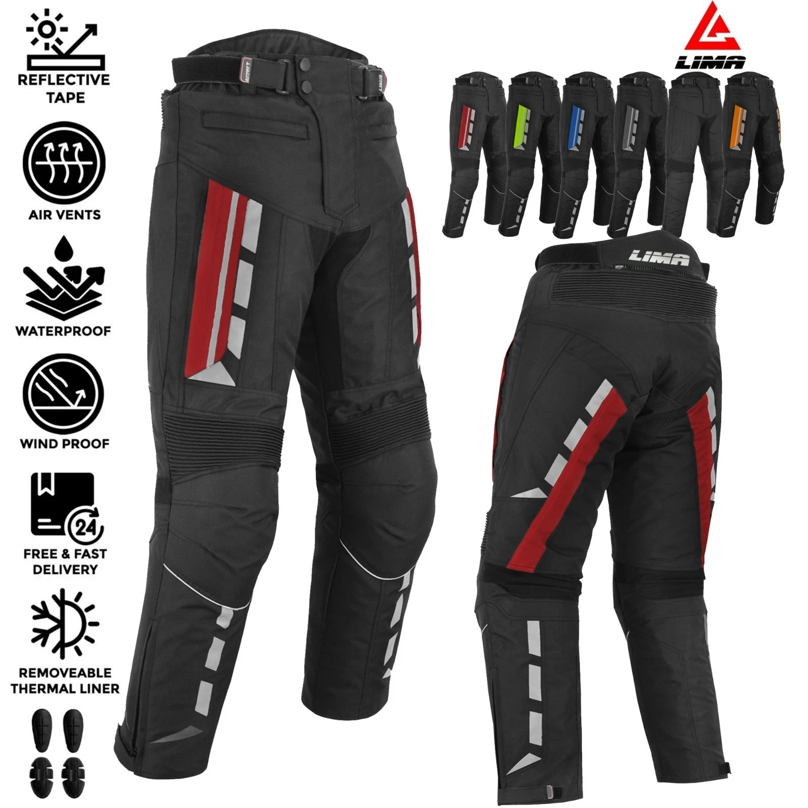 Motorbike Motorcycle Waterproof Cordura Textile Trousers Pants CE Armours BLACK
