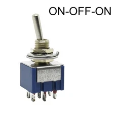 5x Mini Toggle Switch Flat Paddle DPDT ON/OFF/ON 6-Pin Metal 3A 250VAC/6A 125VAC