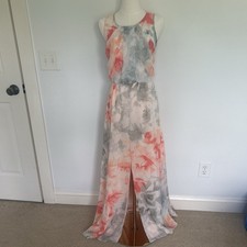 Vince Camuto Floral Chiffon Pleated Maxi Dress Sleeveless Size 2 Multicolor