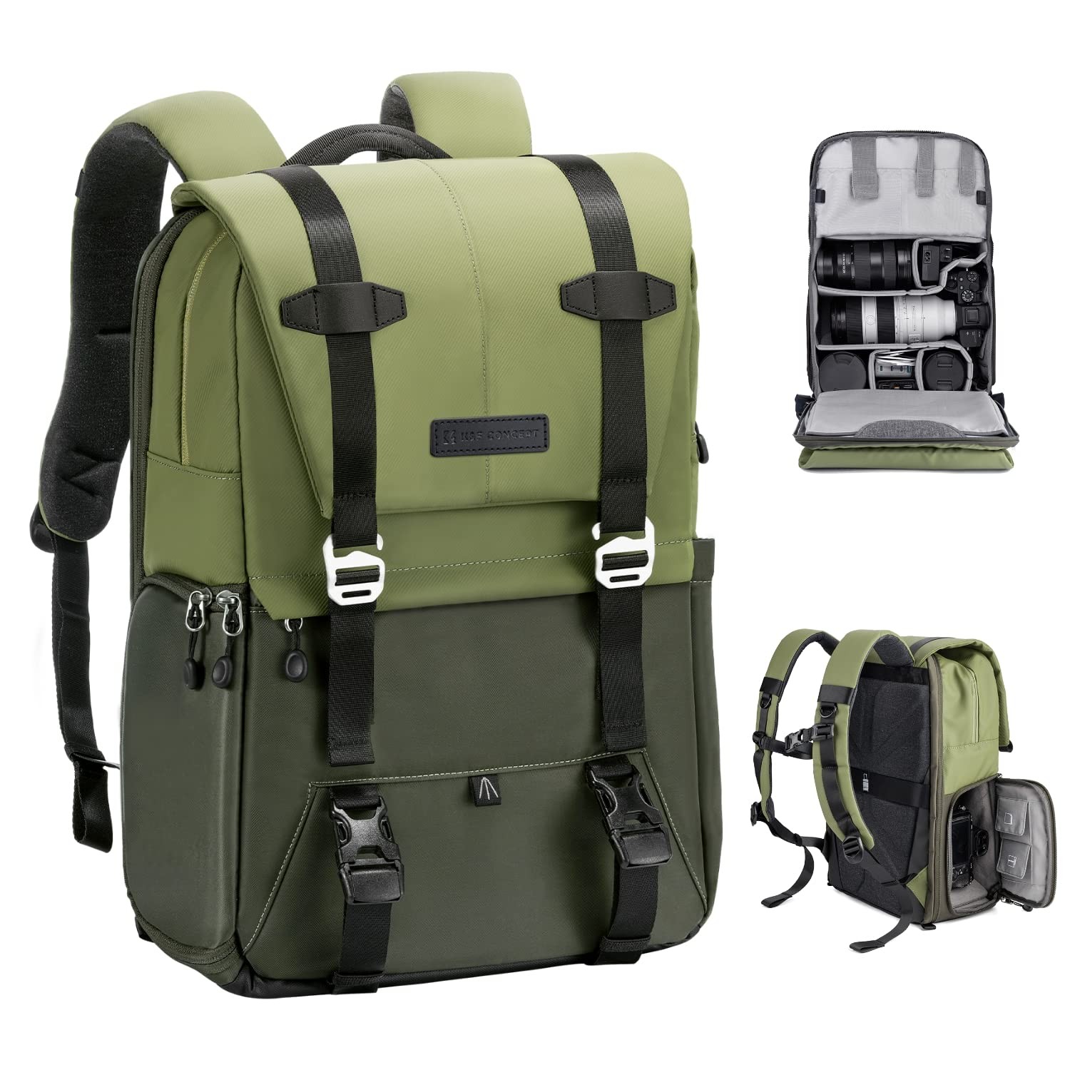 K&F CONCEPT 20L Camera Backpack for Photographers Large Capacity Leather Camera
