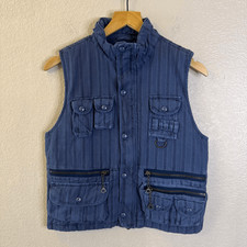 Polo Ralph Lauren gilet utility donna piccolo blu seta cotone gorpcore militare