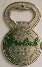 VINTAGE GROLSCH LAGER BEER BOTTLE OPENER HOLLAND BEER DOUBLE SIDED ADVERTISING