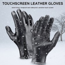 Leather Waterproof Winter Gloves for Men  Women Cold Weather Ski Snow Gloves