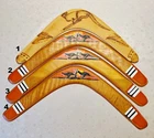 Vintage Australian Boomerang Wood Kangaroo Wall Art Hand Painted Sydney 1984 ICA