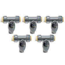 5 Pack XFITTING . 1/2 Push Fit X 1/2 Push Fit 3/8 OD Tee Valve, Push Fit Valve