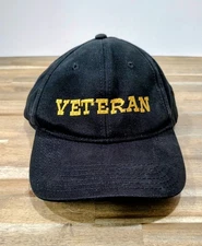 Black VETERAN Adjustable Baseball Cap/Hat Otto Brand U.S. Military U.S.A.