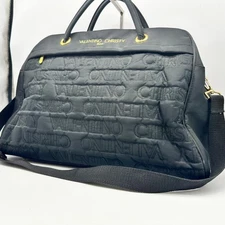 VALENTINO CHRISTY Boston Bag Shoulder Bag Purse Cotton Black Authentic