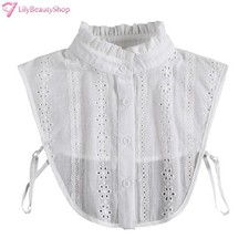 Half Shirt Fake Collar Embroidery Floral Striped Women Decorative Dickey Blouse