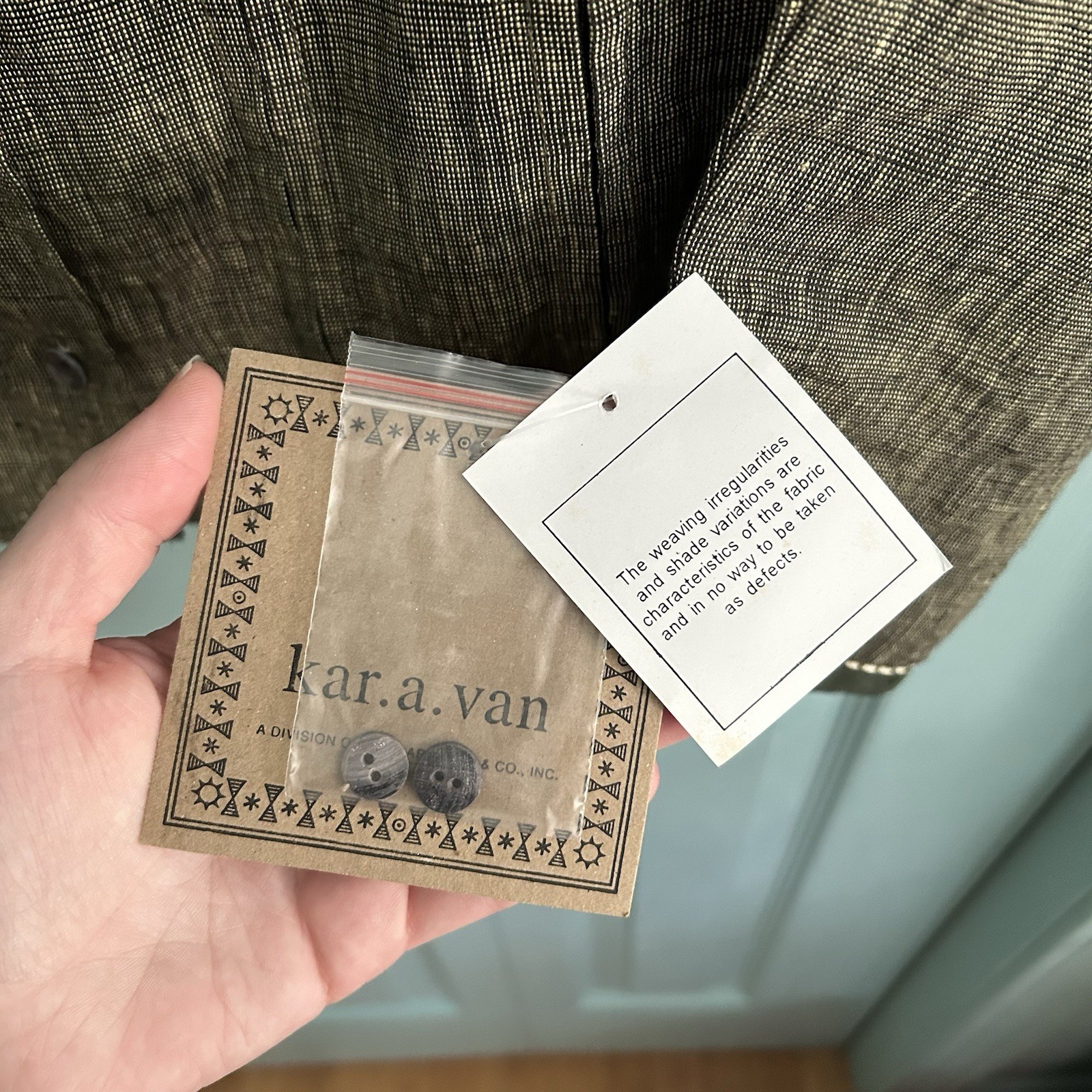 Karavan Womens Olive Green Woven Linen Blazer Blouse Medium Button Front