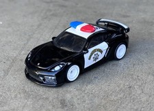 CUSTOM MADE Hot Wheels HIGHWAY PATROL Porsche 718 Cayman GT4 Police AUTO CLEAR