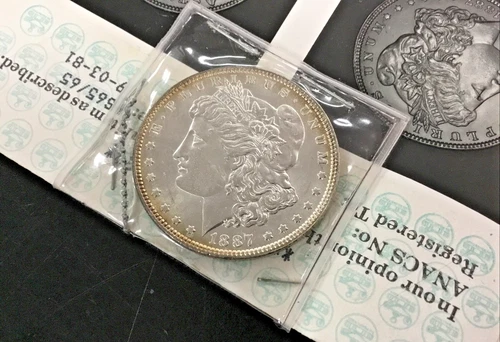 1887 Morgan Silver Dollar - ANACS MS-65/65 PHOTOGRADE 1981 with OG PHOTOGRADE