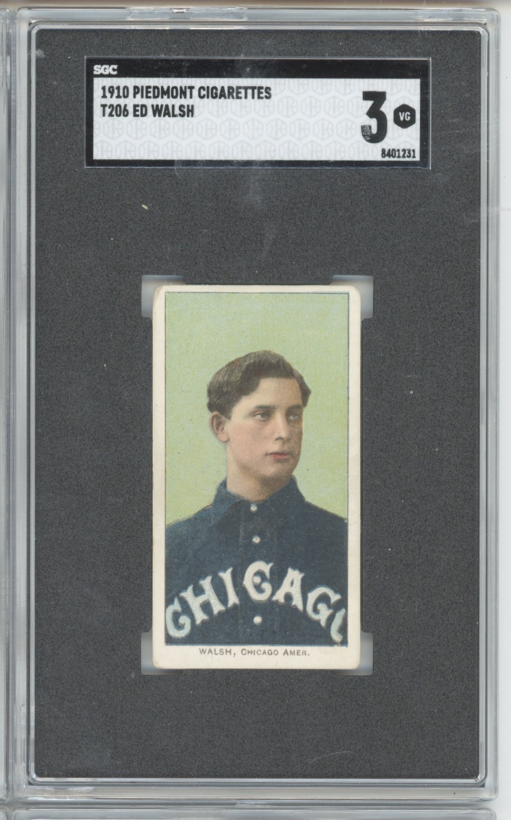 T206 Piedmont 150/25 Ed Walsh SGC 3 White Sox HOF Stunning Color 1910 1911
