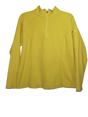 LL Bean Fleece Pullover Women L-Reg Yellow 1/4 Zip Lightweight Long Sleeve