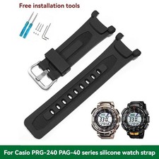 Cinturini orologio gomma/silicone per Casio PROTREK PRG240 PRG40 PAG40 impermeabili nuovi