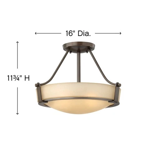 Hinkley Lighting 3220 Hathaway 3 Light 16"W Semi-Flush Bowl - Nickel - Picture 4 of 9