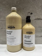 L'OREAL Absolut Repair Protein Shampoo 1500ML + Conditioner 750 ML Back Bar Size