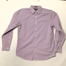 Banana Republic Standard Fit Shirt Purple Gingham Medium Mens Long Sleeve