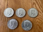 Kennedy Half Dollar, 40 percent silver, lot of 5 coins, $2.50 face value