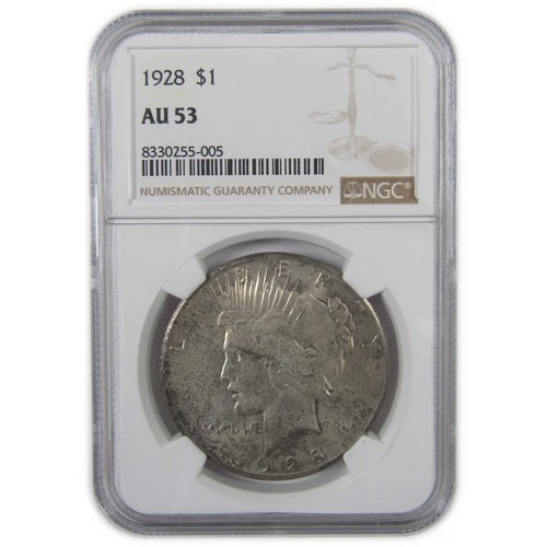 1928 Peace Dollar AU 53 NGC Silver $1 Coin SKU:I18241