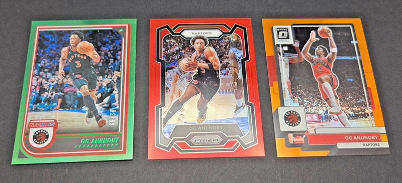 OG Anunoby 3 Card Numbered Lot - Prizm /299, Donruss Optic /199 & Hoops /99