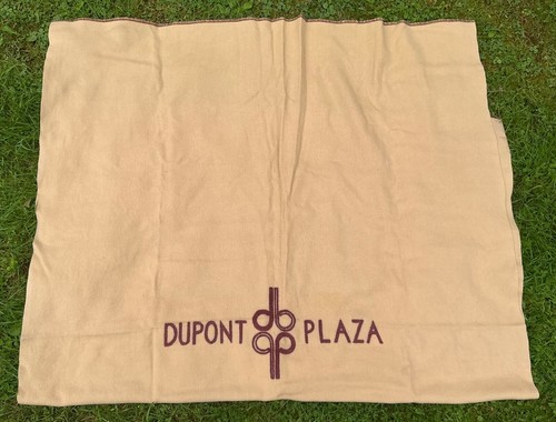 Vintage MCM Hotel Dupont Plaza Kenwood Wool Blanket Camel+ 54x80” Wash DC Circle - Picture 2 of 11
