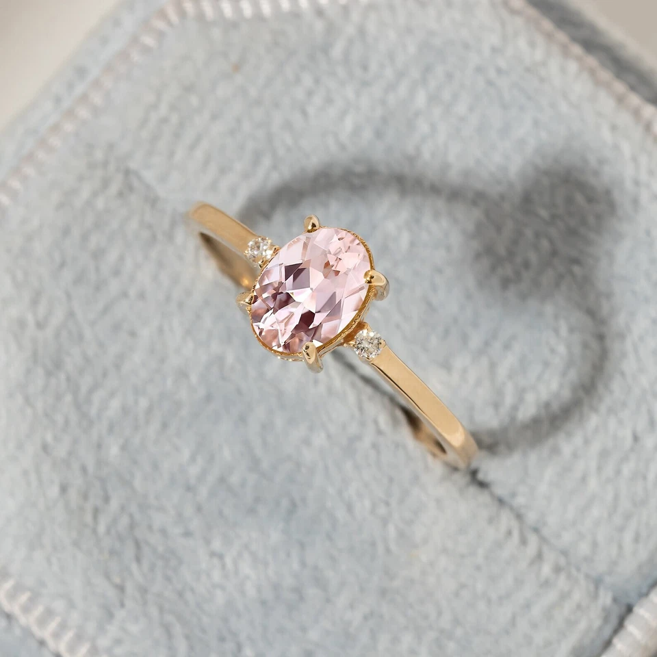 摩根石椭圆形戒指 莫桑石戒指 镀金 925 银戒指 订婚戒指 — 第 2/4 张图片