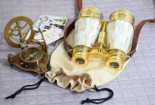 Luxurious Handcrafted Brass Binoculars Featuring Intricate Engravings- Aesthetic - Picture 6 of 11