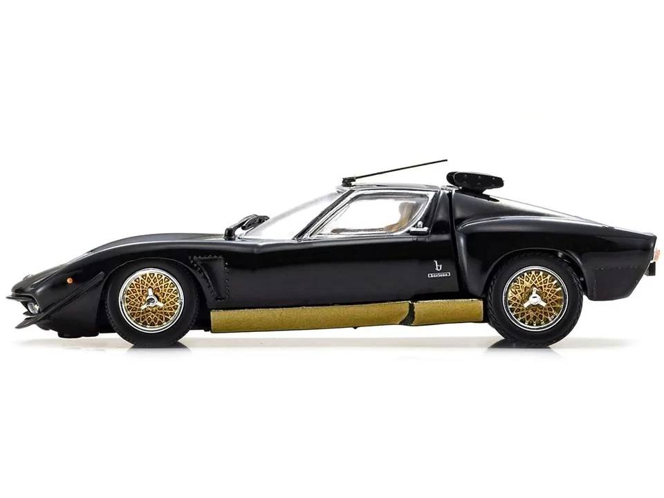 Lamborghini Miura SVR Negro con Acentos Dorados y Ruedas 1/43 Diecast Model Car Foto 2 de 4