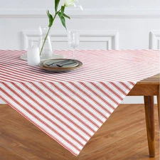 Solino Home 100% Pure Linen 52 x 52 Inch Table Throw | Capri Ticking Stripe