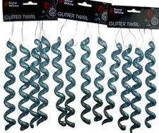 Ice Blue Glitter Christmas Tree Hanging Baubles - Large Choice of Styles