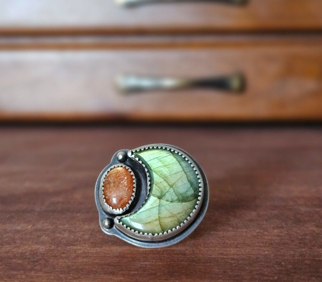 Sterling Silver Sun & Cresent Moon Celestial Witc… - image 1