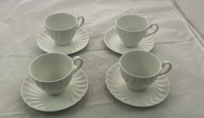 Johnson Brothers Regency Ironstone White Swirl  Cup & Saucer Set of 4