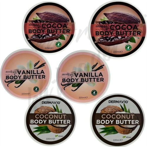BODY BUTTER Vanilla Coconut Cocoa Body Moisturiser Vegan V10 220ml Pack of 6 - Picture 25 of 25