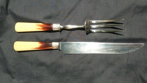 Two Cutlery Set Service Steel And Bakelite: Knife And Fork IN Cut - Picture 3 of 8
